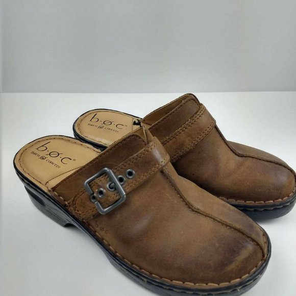 Boc Born Concept Brown Buckle Slip On Clogs Mules Shoes 7/38 M/W - Picture 3 of 9